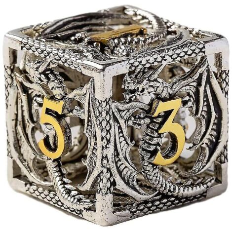 Dés Métal - Lot de 7 dés (16mm) boite en métal- Interlace Nickel - BCD