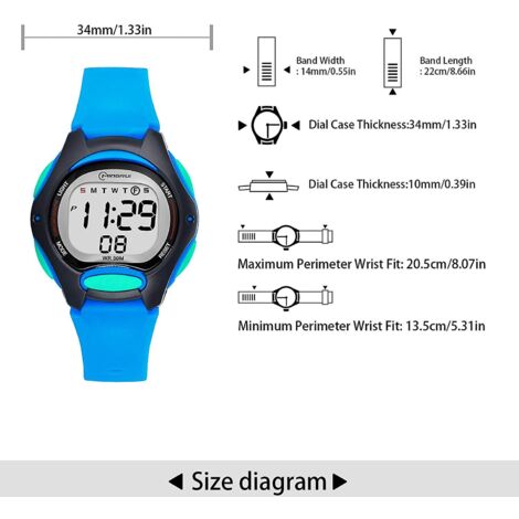 Montre Numérique Sport Pour Enfant - Garçon/Fille - Jaune - Alarme LED - Idée Cadeau