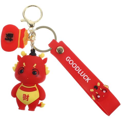 Porte-Clés Amulette Japonaise Kokeshi Kimono Rouge - Breloque Chance Porte-Clés Femme Voiture Dessin Animé