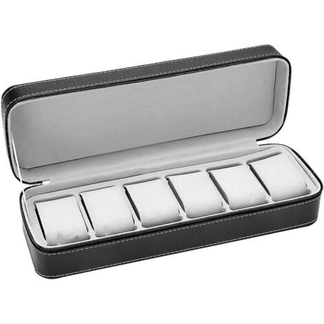 ProCase Boîte à Montre à 12 Compartiments, Rangement Montre Coffret à Bijoux En Cuir Gainé, 1ème Compartiment Pour Montres, 2ème Compartiment Pour Des Petits Bijoux, Sans Perdre Montres- Noir