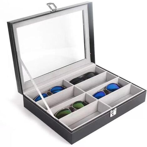 Étui De Rangement Pour Lunettes De Soleil - Boîte à Fente, Intérieur Compartimenté - Gris, Neuf
