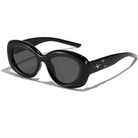 Lunettes De Soleil Femmes - Style Ovale Rétro Années 90 | Verres UV400 | Cadre Avec Rivets Métalliques | Inclus : étui Et Chiffon