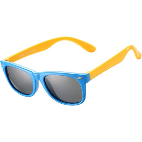 Lunettes De Soleil Polarisées RIVBOS Pour Enfant – Aviateur Noir, Verres Violets