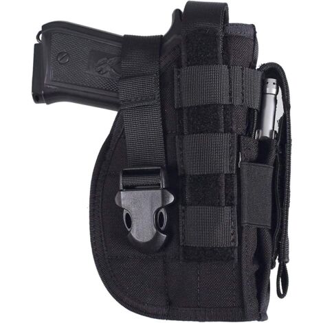Holster Etui Pistolet Revolver Universel En Cuir Noir Ou Marron Chasse Police Item 10762613