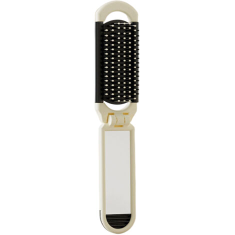 Brosse à Cheveux Pliable Avec Miroir - Petit Modèle Rose, Pratique Pour Le Sac