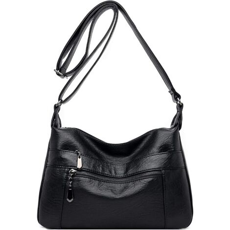 Sac à Main Multi Poches Sac à Bandoulière En Cuir, Sac Souple Multi-poches Pour Femme Petit Sac Bandouliere Femme