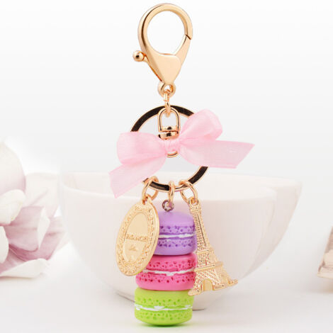 Porte-clés Macaron Avec Tour Eiffel – Résine Et Alliage, Design Mignon, Pour Sac Ou Voiture (vert)