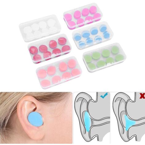Lot 4 Sets Bouchons D’Oreilles + Pince-Nez Silicone Natation - Réutilisables, Étanchéité Parfaite (4 Couleurs)