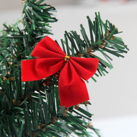 Lot De 2 Nœuds Pailletés WeddHuis Pour Noël - Grands Nœuds Rouges, PVC, 12x15cm, Pour Sapin, Couronnes, Cadeaux - 3