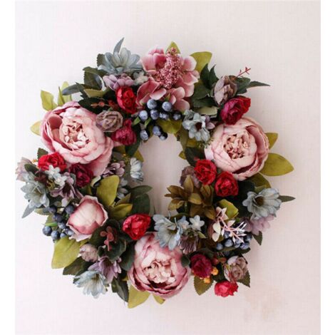 Guirlande de fleurs artificielles de couronne de lapin de Pâques pour
