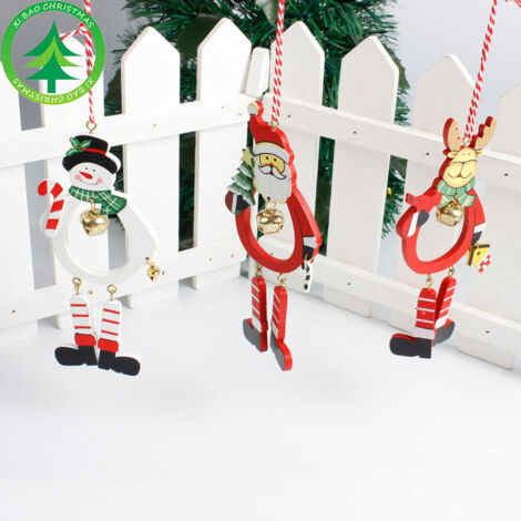 12 Décorations Pendentifs Noël Renne Peluche - Ornements Sapin Avec Clips Bois