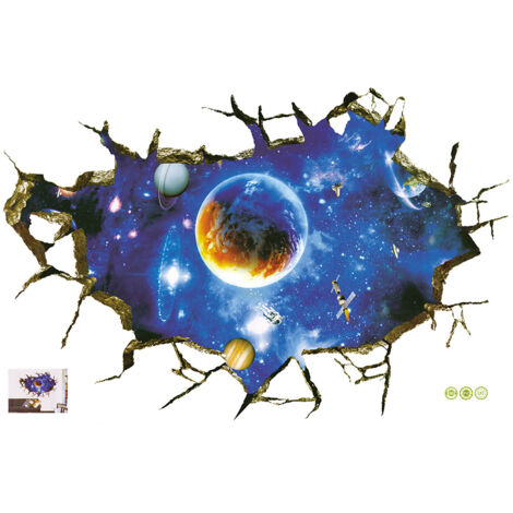 Autocollant Mural Hublot Planètes 3D MySticky - Vinyle Amovible - Neuf Sous Emballage