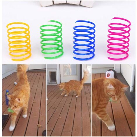 Jouets Ressorts Pour Chat 12 Pièces - Ressorts En Plastique Colorés, Jouets Interactifs Durables (jaune, Vert, Rose, Bleu)