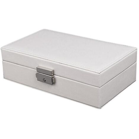 LANDICI Petite Boîte à Bijoux Voyage Cuir Synthétique Blanc - Rangement Portable Bagues Et Colliers