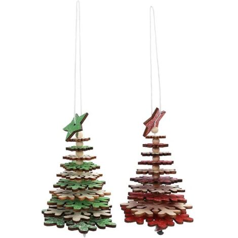 Set DIY Carillons De Noël En Bois - 5 Pièces à Peindre Et Décorer - Avec Stylos Et Autocollants - Cadeau Créatif Enfant - Père Noël Renne