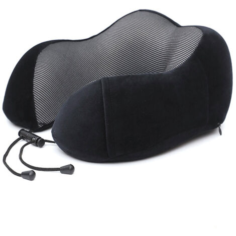 Oreiller De Voyage En Mousse à Mémoire De Forme TALLGO - Soutien Cou Réglable Noir Pour Avion, Voiture Et Maison