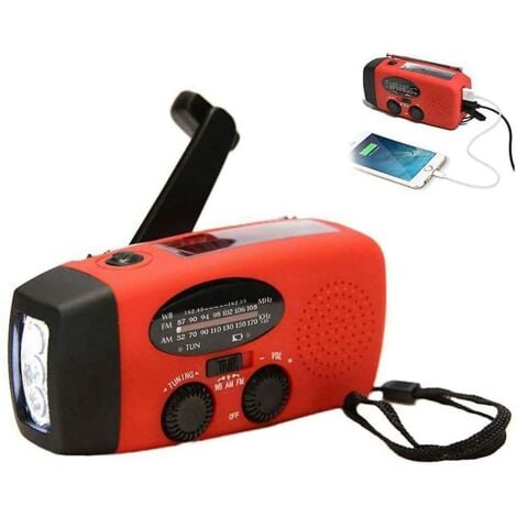 Radio à manivelle, radio d'urgence solaire portable 2000 mAh