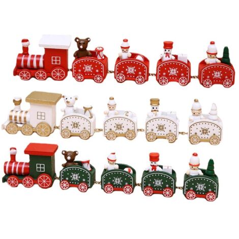 Train De Noël En Bois Décoratif - 5 Pièces Blanc, Pour Table, Cheminée, Décoration Festive (20 Cm)