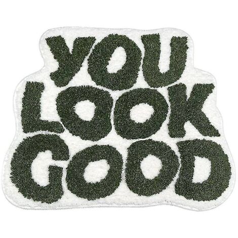 Tapis De Bain Antidérapant 'You Look Good' 54x64cm - Tapis Irrégulier Noir Lavable En Machine Pour Salle De Bain Et Cuisine