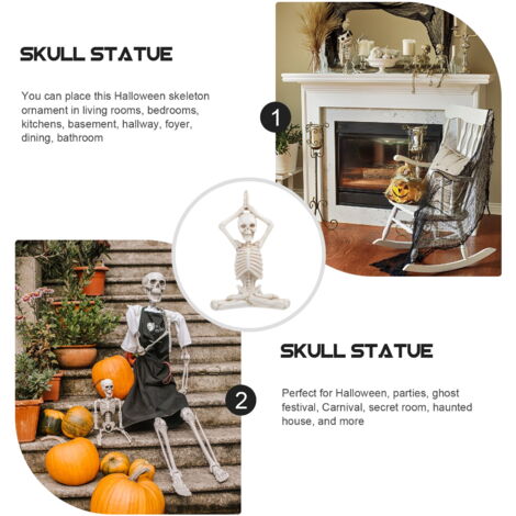 Figurine Squelette Posable Halloween - 6 Pouces, Articulée, Blanc