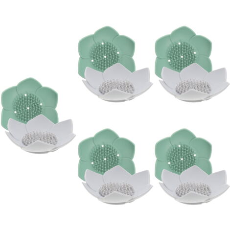 Porte-savon Silicone Fleur De Lotus - Déco Salle De Bain, Drainage Facile - 12.2x7x3.2 Cm - Bleu