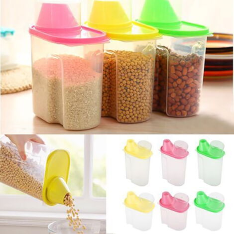 2 Boîtes De Rangement Alimentaire 3000ml - Hermétiques - Avec Tasse à Mesurer - Pour Céréales, Farine...
