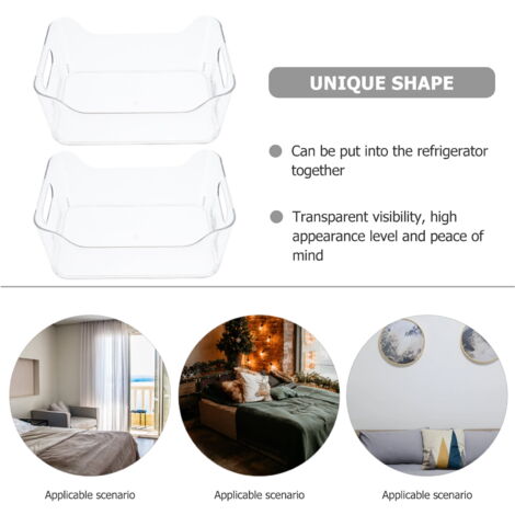 4 boîtes de rangement empilables pour réfrigérateur, transparentes