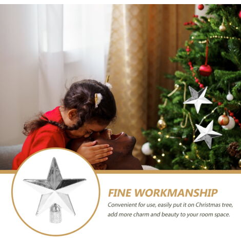 Étoile Pour Sapin De Noël Glitter 20 Cm Argent - Topper Arbre De Noël Lumineux Et Élégant