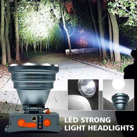 Lampe frontale LED rechargeable, lampe frontale super lneuse de 15000