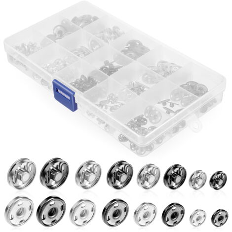 MOOING 200Pcs Boutons Pression Set De Creux Solide Boutons - 10 Coloris Bouton Pression A Coudre Avec Pince Et Accessoires Pour Bricolage Tous Vetements