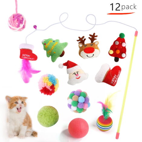Recharges à Plumes Pour Canne à Chat - Lot De 10, Avec Clochettes, Jouet Interactif Remplacement, Fitness Félin
