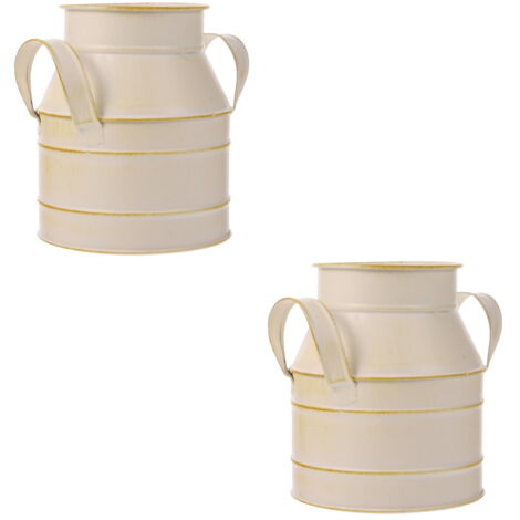Lot De 2 Vases Décoratifs Vintage En Métal - Style Maison De Campagne Française - Noir Mat - 6