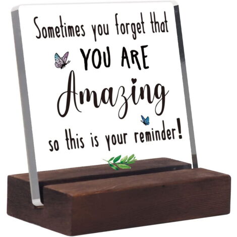 Plaque Motivante « You Are Amazing » – Décoration Bureau En Acrylique Avec Support Bois – Cadeau Encouragement