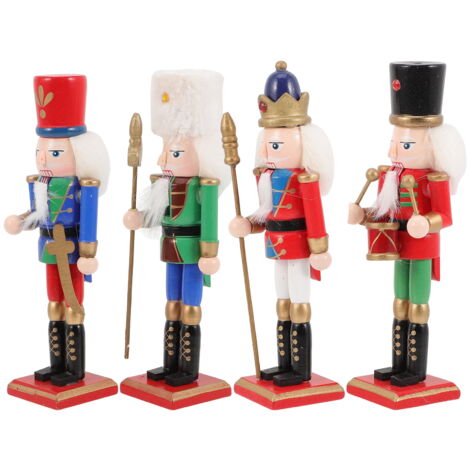 Lot De 4 Mini Figurines Soldat Casse-Noisette En Bois à Suspendre VALICLUD - Décoration Sapin De Noël