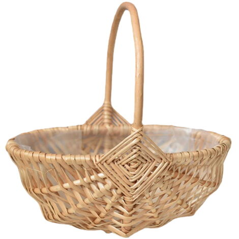 Panier En Osier En Forme De Cœur - Blanc - Pour Demoiselle D'Honneur, Mariage, Décoration Pâques