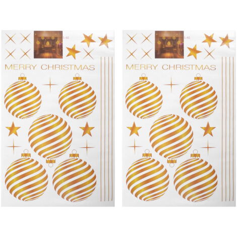 Lot De 2 Couronnes De Noël Dorées 45,7 X 48,3 Cm Avec Nœud, Flocons De Neige Et Renne, Autocollant Statique Pour Mur En Verre, - Maison