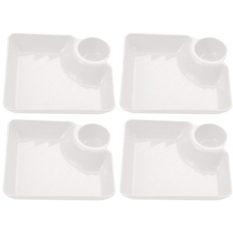 Lot de 4 plateaux de service rectangulaires en plastique pour