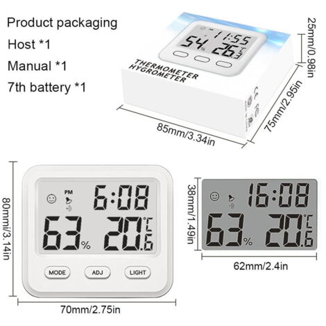 Thermomètre Hygromètre Digital Vinabo - 2 Pièces Haute Précision | Pour Bureau, Chambre Bébé, Intérieur