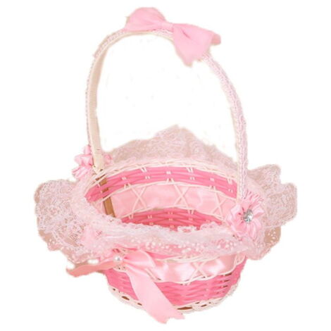 2 Paniers En Osier * Pour Fille De Fleurs Avec Ruban, Paniers * Polyvalents Avec Poignées Pour Décorations De Mariage, Arrangement Floral élégant, Décor De Mariage * Panier D'étagère, Paniers