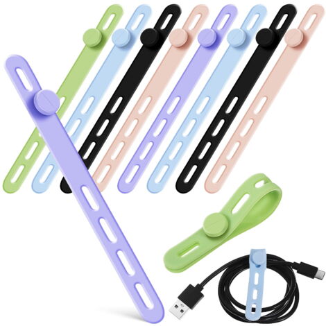 5 Clips Organisateur Câbles Lamicall - Silicone Adhésif - Pour Câbles 2.5-8mm - Bureau Soigné