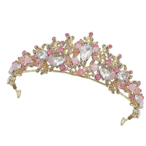 Couronne / Diadème De Mariée En Alliage Avec Strass - Bandeau élégant Pour Mariage, Fête Et Anniversaire - Rouge