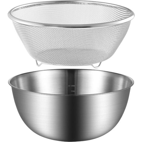 Passoire à Riz Et Bol à égoutter En Inox - 23,5x17,5x11 Cm, Pour Laver Fruits, Légumes, égoutter Pâtes