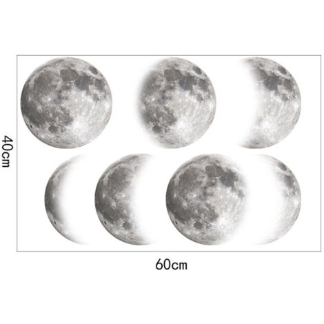 Lune Sticker 40 X 60 cm Décor Lune Sticker Mural Phase de Lune Stickers Muraux ...
