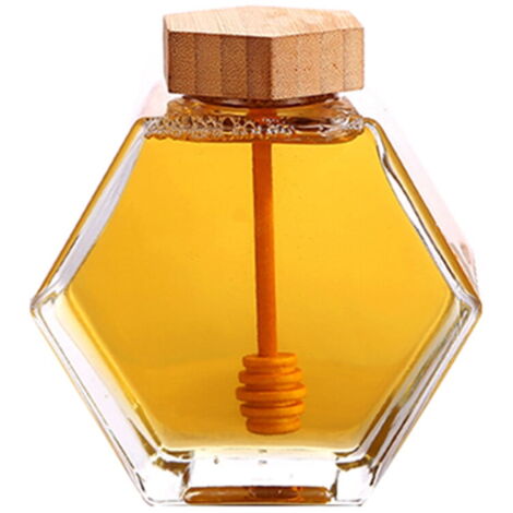 Pot à Miel En Verre Avec Cuillère Et Couvercle - Joli Récipient Hermétique Pour Miel Et Sirop Pot à Miel En Verre Avec Cuillère Et Couvercle - Joli Récipient Hermétique Pour Miel Et Sirop