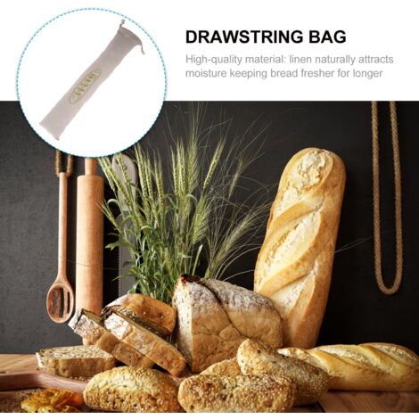 SuoKom 2 Sacs à Pain pour Pain Maison - Doublés en Plastique - Sac à Pain en Lin Réutilisable avec Doublure en Plastique pour Stockage de Pain et de Levain - 15
