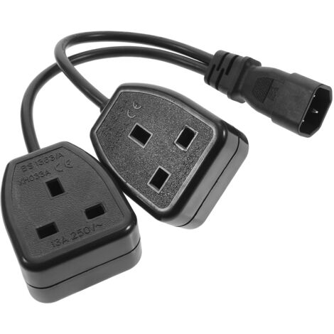 Câble d'alimentation, Noir, Connecteur C13 x 2, CEI vers CEE 7/7, Schuko, 250 V / 10 A, 2.4m ( Prix pour 1