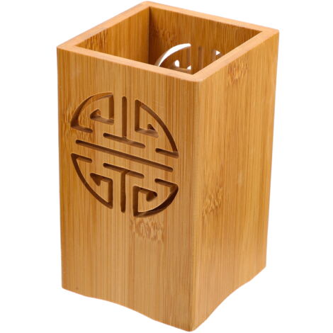 Organisateur Couverts En Bambou - Porte-baguettes, Cuillères, 2 Compartiments, Trous De Drainage - 6