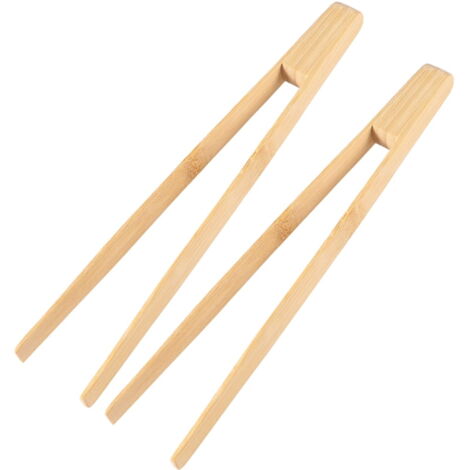 Lot De 3 Pinces En Bambou 18cm - Pour Toast, Grille-Pain, Barbecue Ou Cornichons