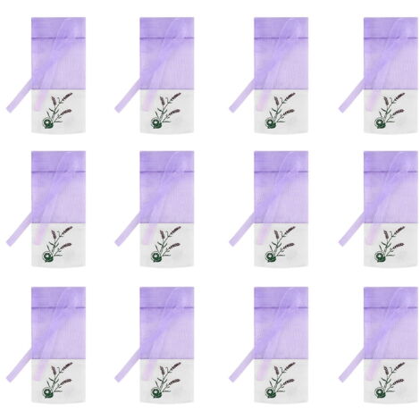 Lot De 12 Sachets Lavande Vides Coton Et Lin - 10x14cm Avec Cordon