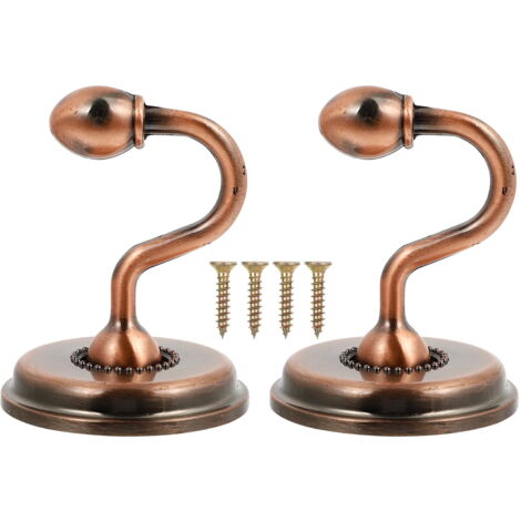 Crochet Fixation Murale 2 Embrasses à Rideaux Métal Bronze - Crochets Muraux Décoratifs Pour Salon Ou Chambre Embrasse Rideau Métal